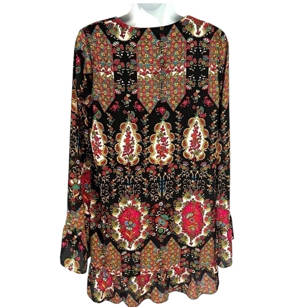 Show Me your Mumu Margot black patterned bell sleeve boho mini dress size small - Picture 5 of 8